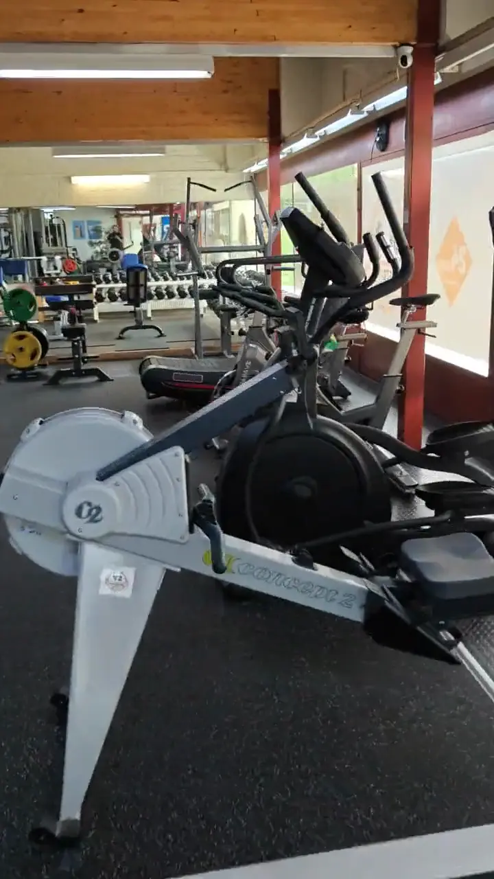 Walk through the cardio area: treadmills, cross trainers and mirrors
