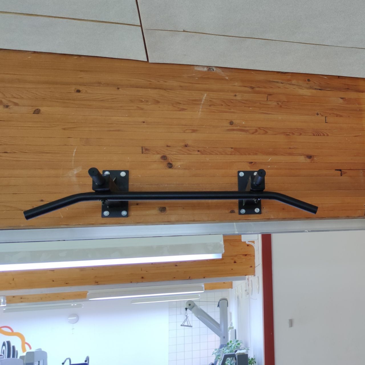 Wall-mounted pull-up bar at Nostelema